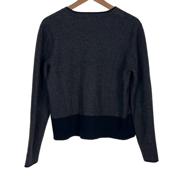 COMUNE Womens Knit Crewneck Top Large Gray Black Cozy Two-Tone Minimalist Scandi - Picture 4 of 7